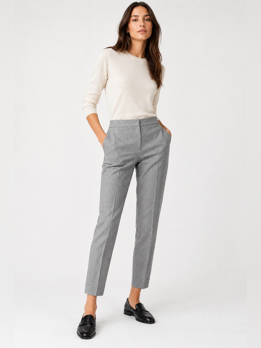 Theory City Pant Gray Wool Blend Ankle Pants Size 6 New Pure Flannel